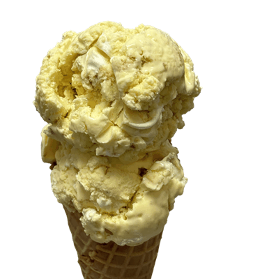 Scoops of homemade ice cream in a cone